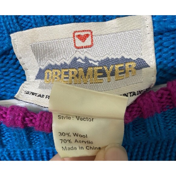 OBERMEYER Retro  “VECTOR” Wool Blend LS Pullover Ski Sweater Size L VINTAGE - Picture 6 of 9